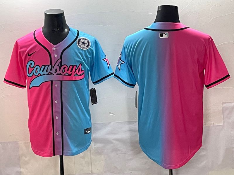 Men 2025 Dallas Cowboys Blank Blue pink Nike Limited NFL Jersey style 003